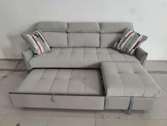 Modern fashion style artificial leather sofa, pulling bed